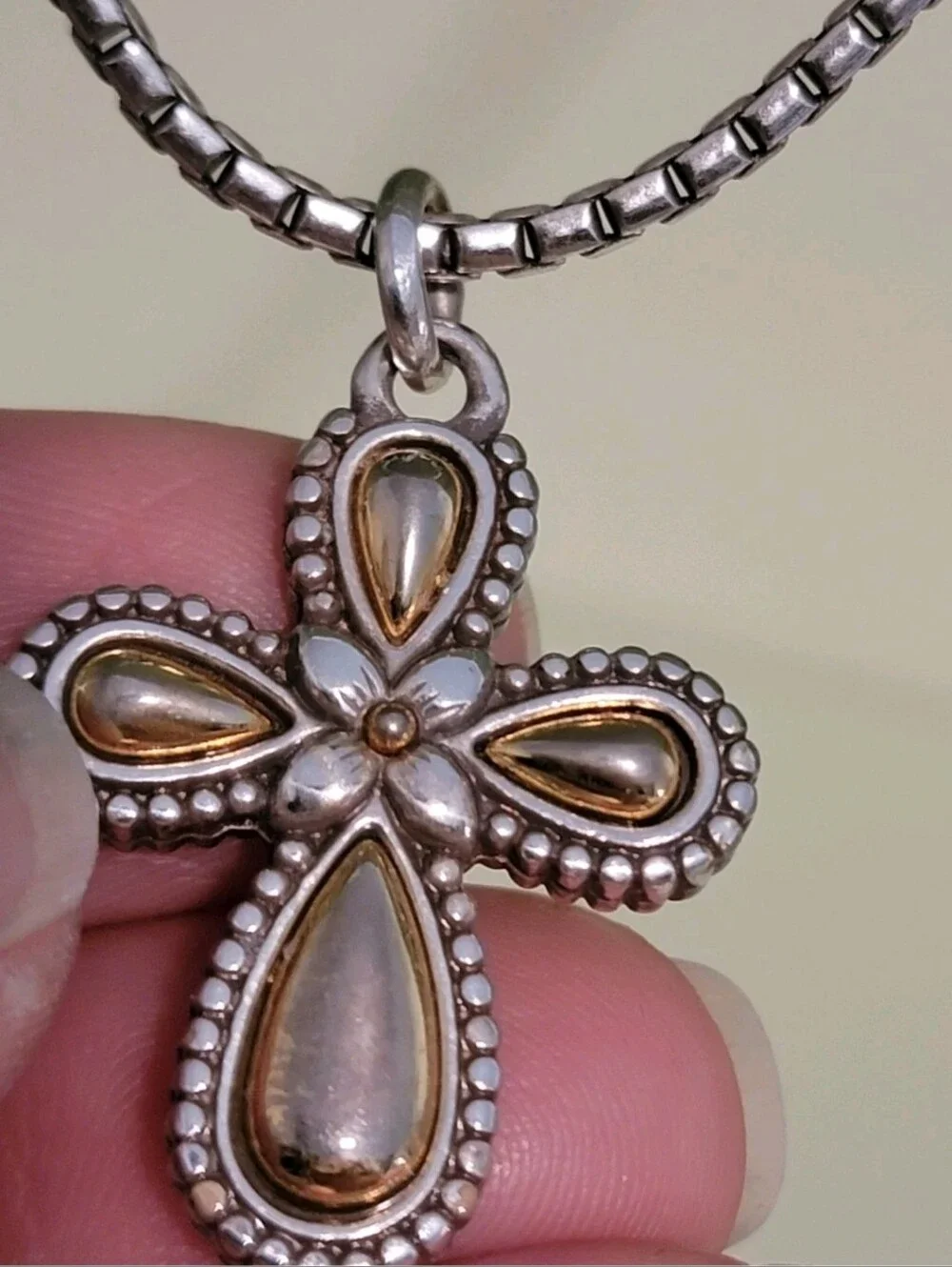 Brighton Silver & Gold Reversible Grace Cross Pendant/Necklace